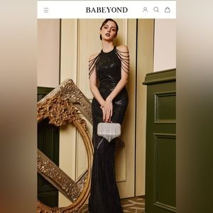 Babeyound Black Sequin Formal gown dress large